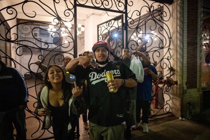 Los Angeles Dodgers fans celebrate. EPA