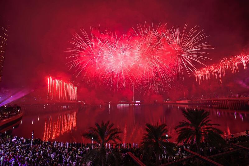 Abu Dhabi, United Arab Emirates, December 31, 2019.  NYE Fireworks at Al Maryah Island.
Victor Besa / The National
Section:  NA
Reporter:  Saeed Saeed