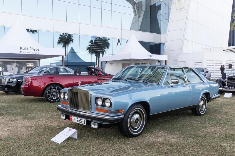 DUBAI, UNITED ARAB EMIRATES. 07 DECEMBER 2017. Cars on display at the Gulf Concours event at the Burj Al Arab. 1987 Rolls Royce Camargue. (Photo: Antonie Robertson/The National) Journalist: Adam Workman. Section: Motoring.