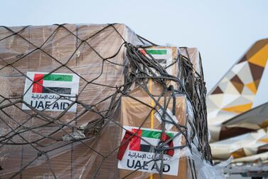 The UAE has sent more than 450 tonnes of aid to 27 countries during pandemic. Courtesy: Etihad