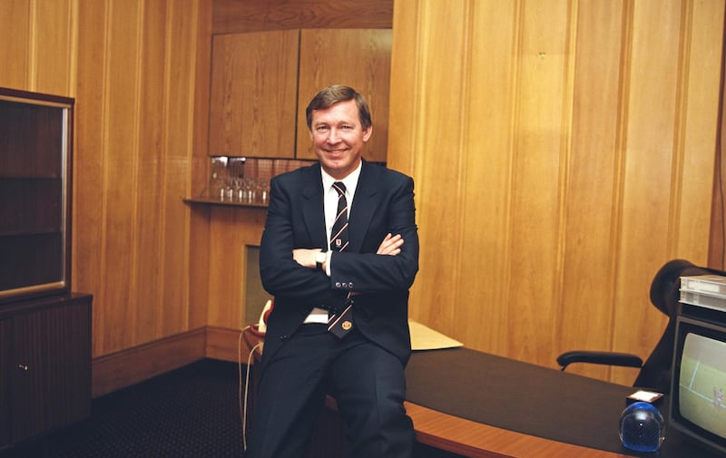 MANCHESTER, UNITED KINGDOM - FEBRUARY 01: Manchester United manager Alex Ferguson pictured in an office at Old Trafford circa 1986 in Manchester, England. (Photo by Rusty Cheyne/Allsport/Getty Images)