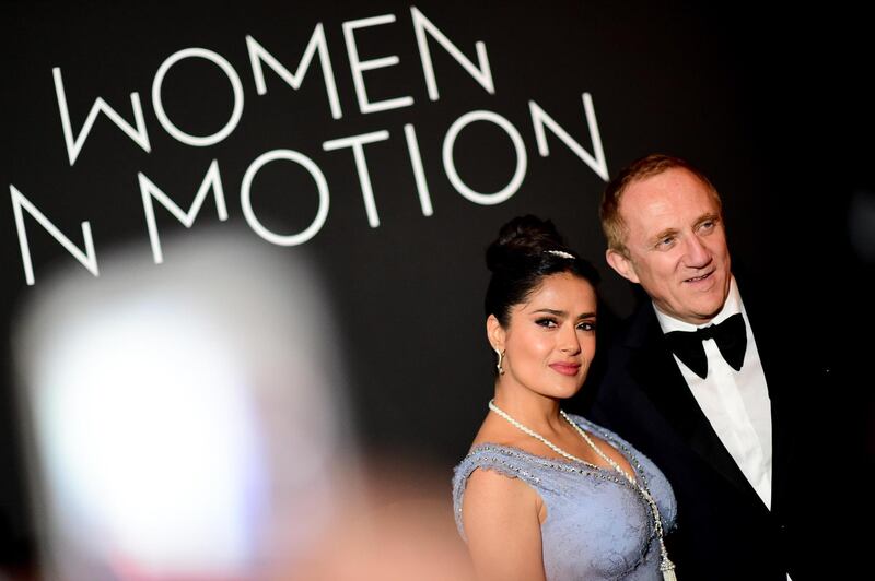 CANNES, FRANCE - MAY 13: Salma Hayek Pinault and FranÃ§ois-Henri Pinault attend the Women in Motion Awards Dinner, presented by Kering and the 71th Cannes Film Festival at the Place de la Castre on May 13, 2018 in Cannes, France.  (Photo by Anthony Ghnassia/Getty Images for Kering)