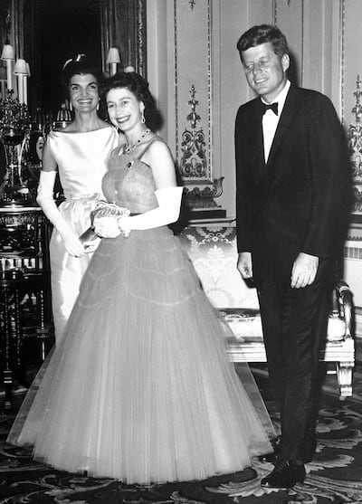 Queen Elizabeth with former US president John F Kennedy and his wife Jacqueline Kennedy. AP