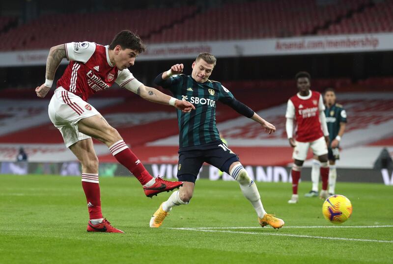 Hector Bellerin - 7: Spanish full-back capped a perfect first half for Arsenal when he smashed the ball past Meslier at the keeper’s near post to make it 3-0. Caught out by run of Roberts ahead of Leeds’ second. AP