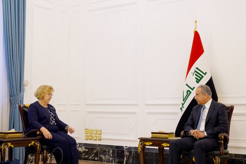 Barbara Leaf meets with Iraq's Prime Minister Mustafa Al Kadhimi in Baghdad. Photo: Iraqi Prime Minister's Office