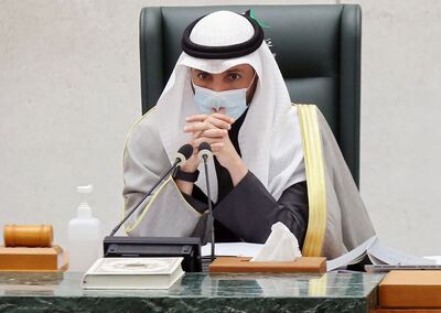 Marzouq Al Ghanim, the Parliament Speaker, during a session at the National Assembly in Kuwait City. AFP