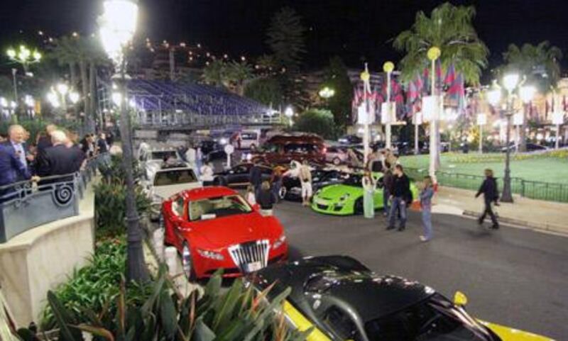 Supercars line the streets outside of the Grimaldi Forum in Monte Carlo, just waiting for potential buyers and gawkers.