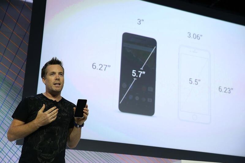 Google VP of engineering Dave Burke announces a new Nexus phone during the event. Justin Sullivan / Getty Images / AFP