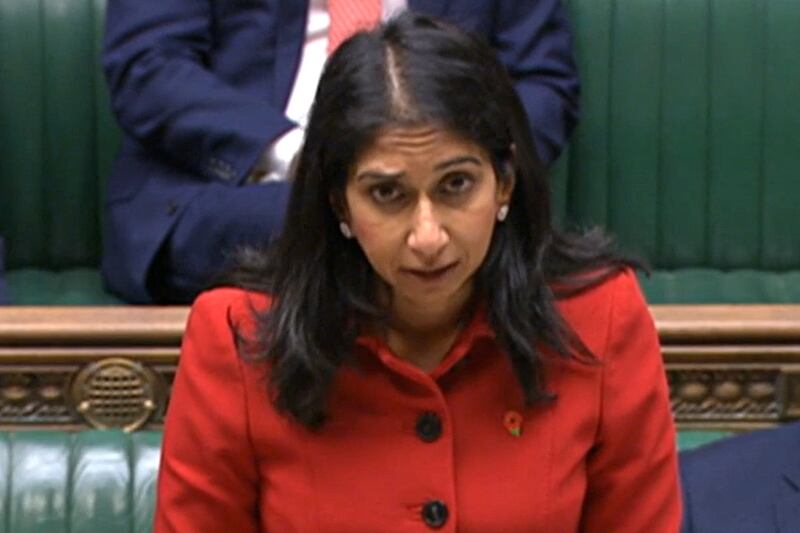 Britain's Home Secretary Suella Braverman in the House of Commons on October 21. AFP/PRU