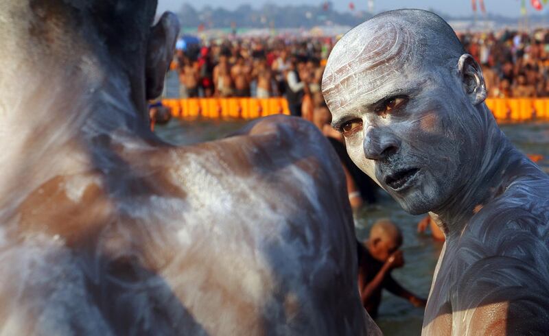 A a Hindu holy man after taking a dip at 'Kumbh Mela', in Prayagraj, India. Reuters