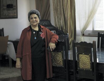 Umm Al Qwain, September, 19, 2018: Nawal Al Ashram a Palestinian pose during the interview at her residence in Umm Al Qwain. Satish Kumar for the National/ Story by Salam Amir