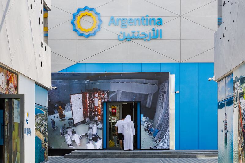 Visitors outside the Argentina Pavilion. Steve Holland / Expo 2020 Dubai