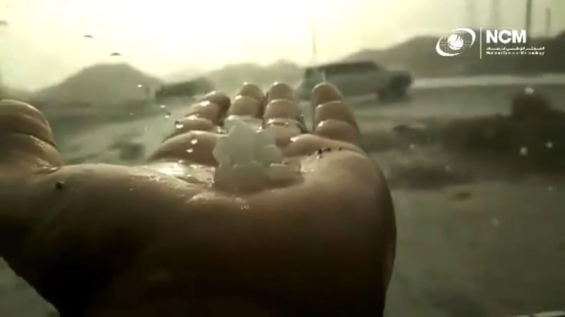 A screengrab of video showing hail. Courtesy NCM