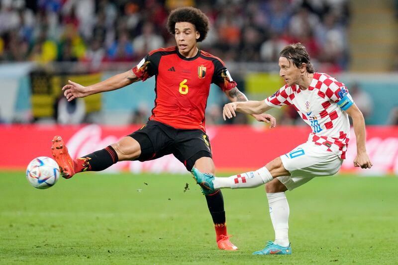 Croatia's Luka Modric, right, and Belgium's Axel Witsel, left. AP Photo