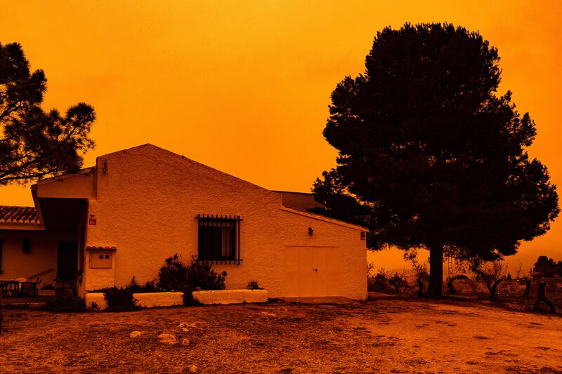 A bright orange sky in Navares, Spain. AP