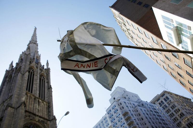 Commemorating the Triangle Shirtwaist fire, an event that appears in Kalyan Ray’s novel. Eric Thayer / Getty Images