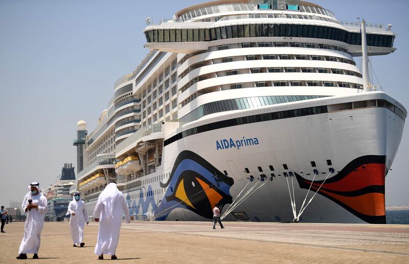 AIDA Prima, the flagship of AIDA Cruises, docks at Port Rashid in Dubai.  AFP