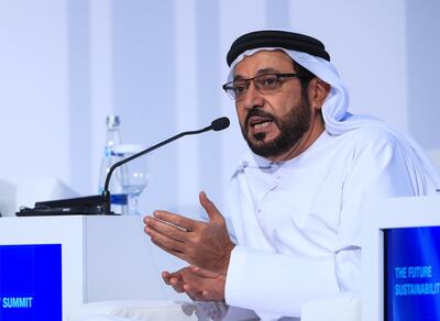 Abu Dhabi, U.A.E., Janualry 15, 2019.  
Day 2 Abu Dhabi Sustainability Week.
Panel discussion: Sustainability and Digitalisation – Twin Pillars of the Modern Economy, The Future Summit.
Abdul Nasser Al Mughairbi, Manager, Digital Unit - ADNOC.
Victor Besa / The National
Section:  NA
Reporter:  Nick Webster