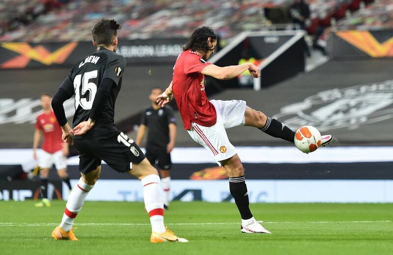 Edinson Cavani 8. In-form and chasing his first European goal for United and his 50th goal in European competition, the Uruguayan pushed a fourth minute ball to Greenwood but it was short. Two minutes later he volleyed Pogba’s header into the far corner to put his side ahead – his 413th goal for clubs and country. Incredible movement before shouldering a 56th minute Fernandes cross wide. EPA