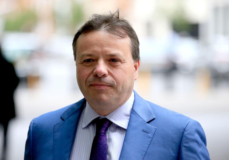 This July 10, 2016 file photo shows millionaire Brexit campaigner Arron Banks in London. The chairman of the British Parliament's media committee says a millionaire backer of the successful campaign to leave the European Union has questions to answer about his contacts with Russian officials. Damian Collins says the Culture, Media and Sport Committee plans to question Arron Banks about a report in the Sunday Times on Sunday, June 10, 2018 that he had undisclosed meetings with Russian officials around the time of the June 2016 referendum on EU membership. (Jonathan Brady/PA via AP, file)