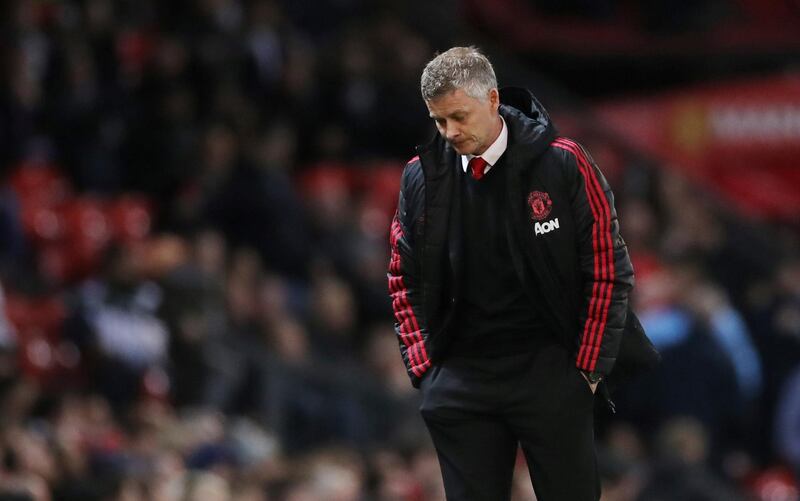 Manchester United manager Ole Gunnar Solskjaer is visibly disappointed. Carl Recine / Reuters