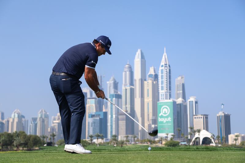 Patrick Reed tees-off on the eighth hole. Getty