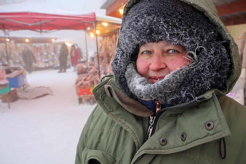 Svetlana Belyayeva has ensured she is well protected from the sub-zero temperatures. Reuters