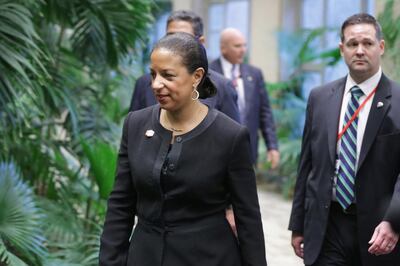 HAVANA, CUBA - MARCH 21:  U.S. National Security Advisor Susan Rice arrives for talks at the Palace of the Revolution March 21, 2016 in Havana, Cuba. The first sitting U.S. president to visit Cuba in 88 years, Barack Obama and Castro will sit down for bilateral talks and will deliver joint statements to the news media.  (Photo by Chip Somodevilla/Getty Images)