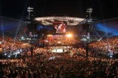 UFC112 was held at a specially  built arena next to Ferrari World on Yas Island in 2010. Stephen Lock / The National