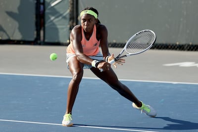 LEXINGTON, KENTUCKY - AUGUST 14: Cori Gauff plays a backhand during her match against Ons Jabeur of Tunisia during Top Seed Open - Day 5 at the Top Seed Tennis Club on August 14, 2020 in Lexington, Kentucky.   Dylan Buell/Getty Images/AFP
== FOR NEWSPAPERS, INTERNET, TELCOS & TELEVISION USE ONLY ==
