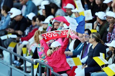 Abu Dhabi, United Arab Emirates - February 05, 2019: People get ready for the mass. Pope Francis takes a large public mass to mark his land mark visit to the UAE. Tuesday the 5th of February 2019 at Zayed Sports city stadium, Abu Dhabi. Chris Whiteoak / The National