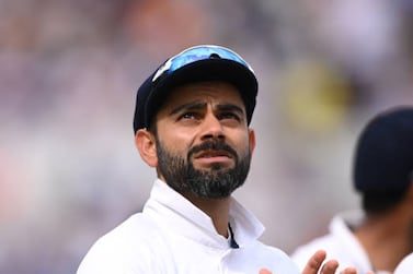NOTTINGHAM, ENGLAND - AUGUST 04: India Captain Virat Kohli applauds during day one of the First Test Match between England nd India at Trent Bridge on August 04, 2021 in Nottingham, England. (Photo by Stu Forster / Getty Images)