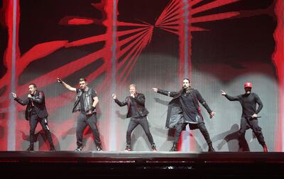 The Backstreet Boys performing at the Etihad Arena in Abu Dhabi. Pawan Singh / The National