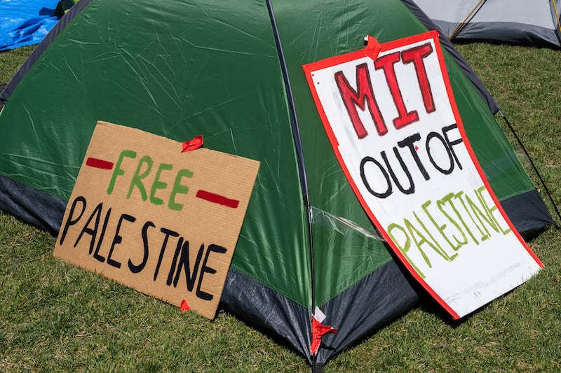 A tent used by pro-Palestinian demonstrators at MIT. Bloomberg