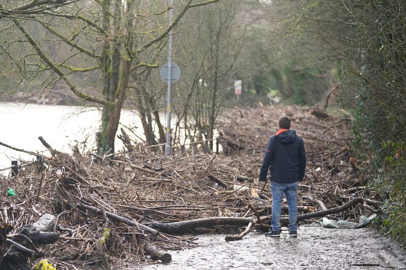 Debris left after floodwater receded from the River Mersey near Didsbury Golf Club. AP Photo