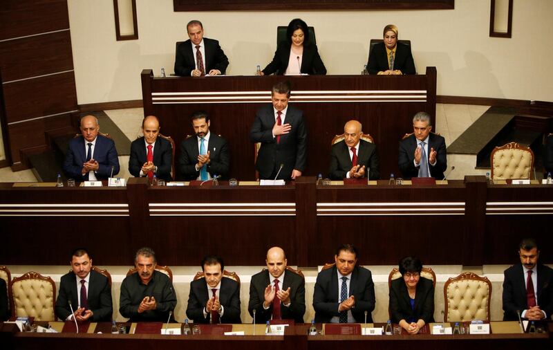 Members of the Parliament of the Kurdistan region vote to nominate Masrour Barzani for Prime Minister of the Kurdistan region, in Erbil, Iraq July 10, 2019. REUTERS/Azad Lashkari