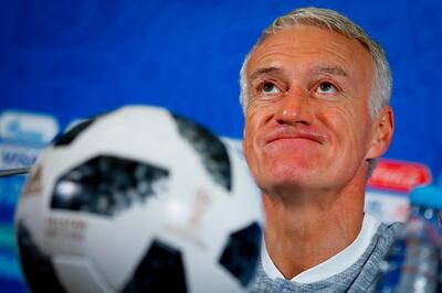 epa06809504 French national soccer team head coach Didier Deschamps attends a press conference in Kazan, Russia, 15 June 2018. France will face Australia in the FIFA World Cup 2018 Group C preliminary round soccer match on 16 June 2018.  EPA/DIEGO AZUBEL   EDITORIAL USE ONLY