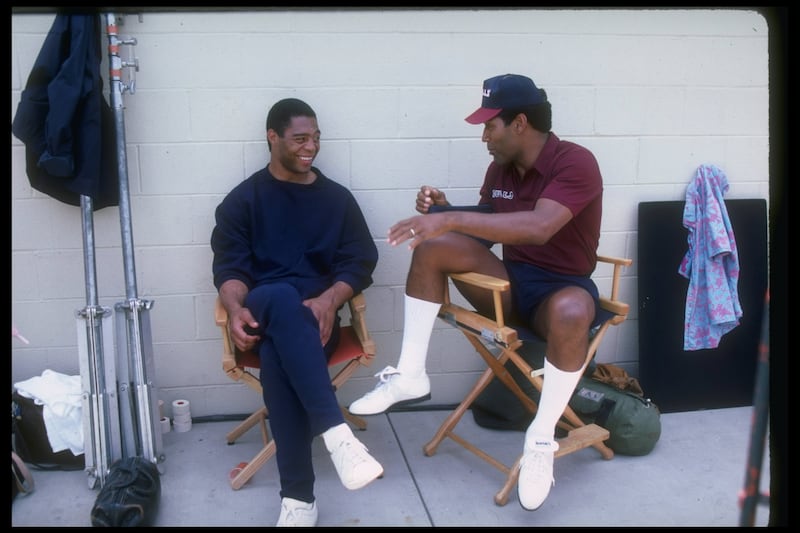 Simpson on a film set in Los Angeles in 1986. Allsport / Getty Images