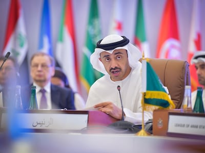 Sheikh Abdullah bin Zayed, Minister of Foreign Affairs and International Co-operation, speaks at the fourth Arab-Russian Co-operation Forum in Abu Dhabi. Photo: Wam