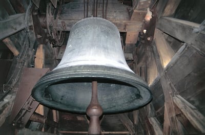 FRANCE - APRIL 08: The Emmanuel bell of Notre-Dame Cathedral, 1685 (UNESCO World Heritage List, 1991), Ile de la Cite, Paris, Ile-de-France, France. (Photo by DeAgostini/Getty Images)
