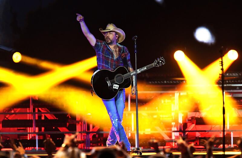 INDIO, CALIFORNIA - APRIL 28: Jason Aldean performs onstage during the 2019 Stagecoach Festival at Empire Polo Field on April 28, 2019 in Indio, California.   Kevin Winter/Getty Images for Stagecoach/AFP