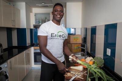 Daniel Solomon is the founder of EroeGo, a sustainable delivery platform that supplies people with ‘ugly’ fruits and vegetables that would have otherwise gone to landfill. Photo: Antonie Robertson / The National