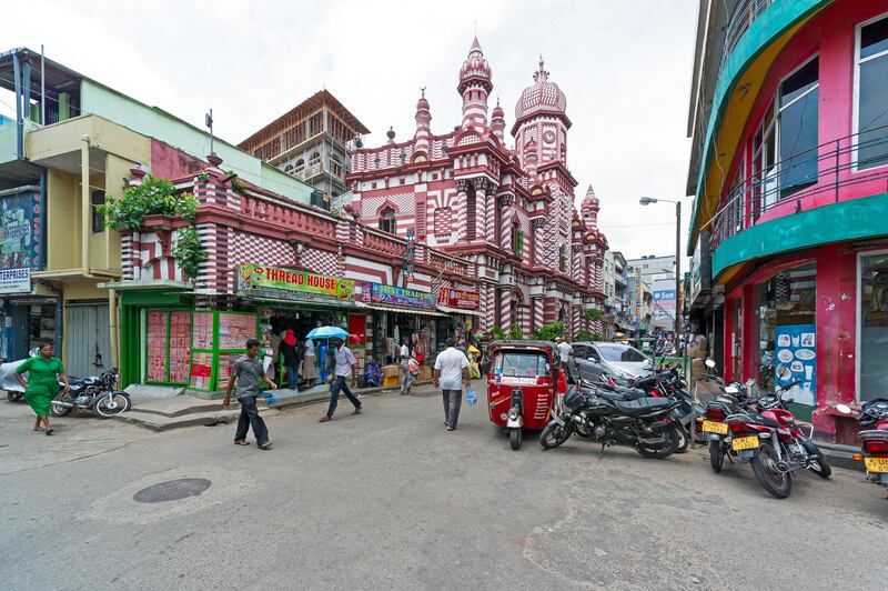 Jami-Ul-Alfar Mosque is one of the oldest mosques in Colombo and a popular tourist site in the city. Photo: Alamy Stock Photo