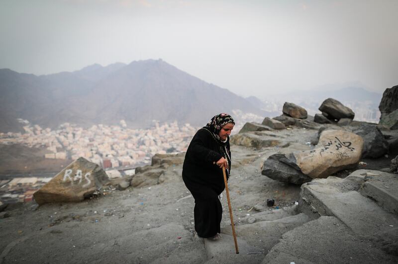 A Muslim worshipper climbs to the top of Mount Al-Noor where the Prophet Mohammed received the first words of the Quran in Mecca, Saudi Arabia. Mast Irham / EPA