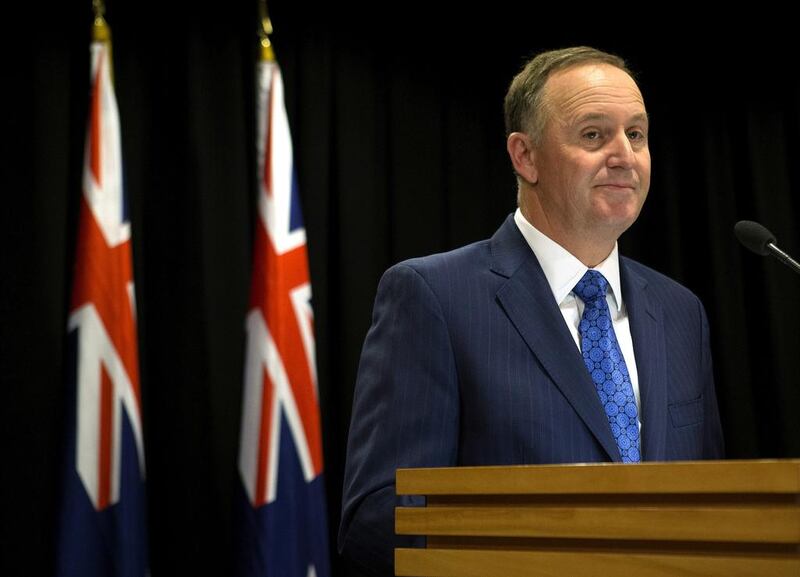 New Zealand prime minister John Key announces his resignation in Wellington on December 5, 2016. Mark Mitchell / New Zealand Herald via AP