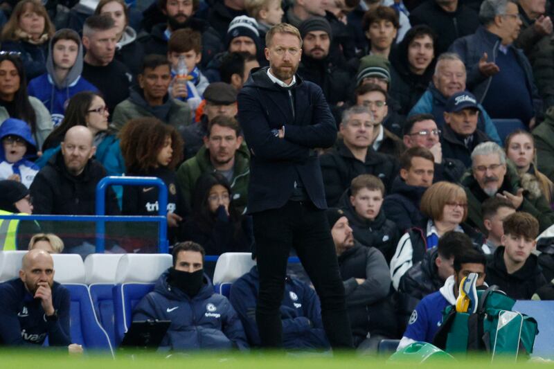 Chelsea manager Graham Potter has been sacked by the club following the 2-0 defeat to Aston Villa at Stamford Bridge on Saturday, April 1, 2023. AP