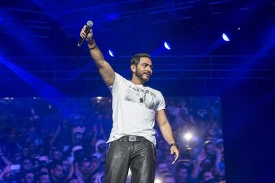 Tamer Hosny is recording his part of 'Enta Akwa' (You Are Stronger) from Egypt. Getty Images 