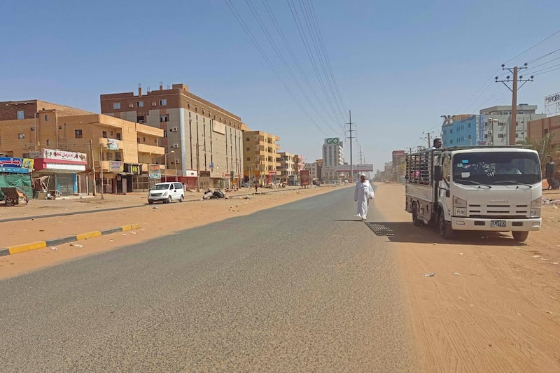 A deserted street in southern Khartoum during a ceasefire last month. AFP