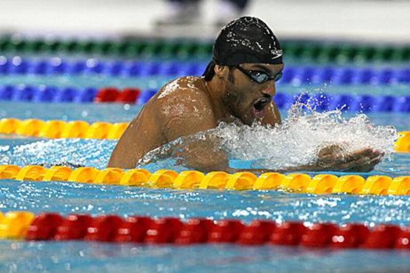 The UAE’s Obaid al Jasmi practises his breaststroke in Dubai.