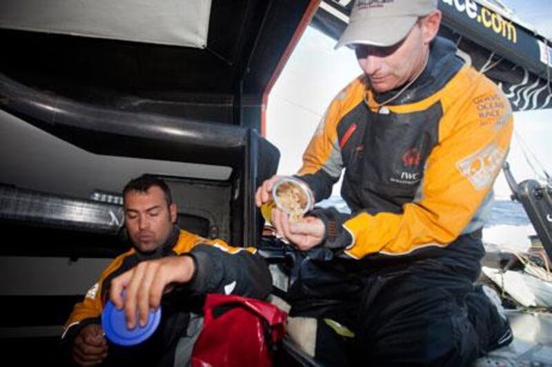 Azzam crew members do not have a lot of culinary options while sailing, but one of their favourite snacks are roasted peanuts. They apparently ran out on the first segment of Leg 2.